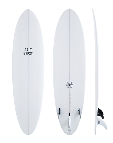 Salt Gypsy Surfboards Mid Tide PU Surfboard, Hard White