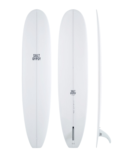 Salt Gypsy Surfboards Dusty PU Single fin Longboard, Hard White