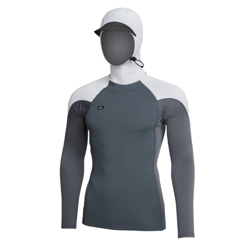 O'Neill THIN SKINS NEO L/S HOODED RASH VEST,  GRAPHITE