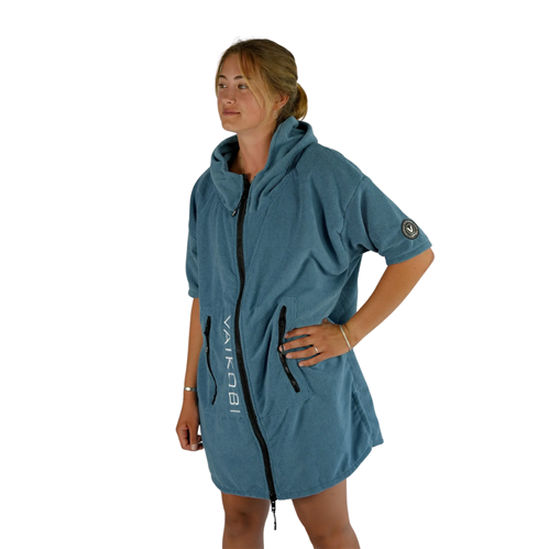 VAIKOBI FULL ZIP HOODED CHANGE TOWEL, OCEAN BLUE