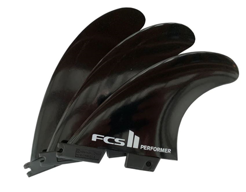 FCS II Performer Glass Flex GF Medium Thruster Fin Set, Black