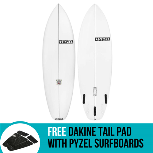 Pyzel White Tiger PU Surfboard with 3 or 5 Future Fin Plugs