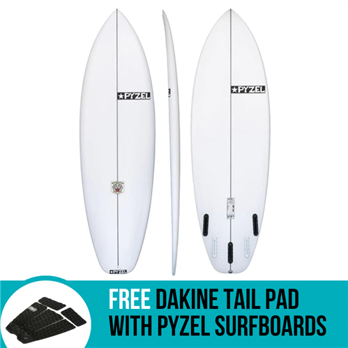 Pyzel White Tiger PU Surfboard with 3 or 5 FCS Fin Plugs