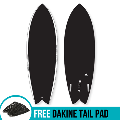 Haydenshapes HK Twin  OG PU  FCS II 5 Fin Surfboard, Volatile BLACK