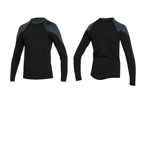 O'Neill BOYS REACTOR 2 LS CREW 1.5MM WETSUIT TOP, BLK/GRAPH