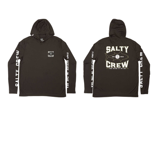 Salty Crew TIGHT LINES HOOD SUNSHIRT, BLACK