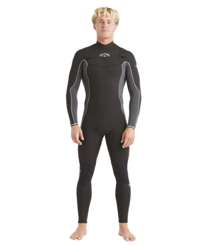 Billabong 3/2mm Absolute Chest Zip Full GBS Steamer, Dark Grey