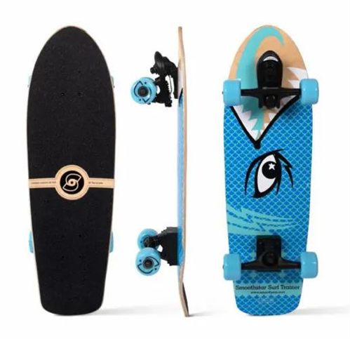 SmoothStar Barracuda 28” Thruster D Surf Skateboard, Blue