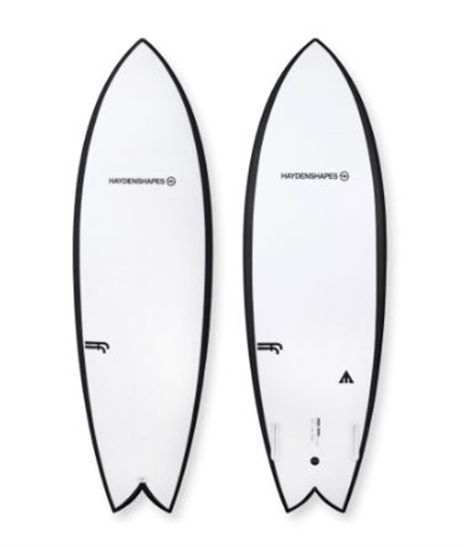 Haydenshapes Hypto Twin Future Flex Futures 2 Fin Surfboard, Clear