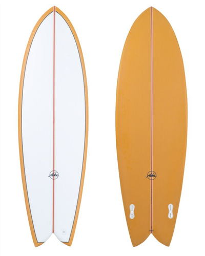 Aloha KEEL TWIN 2F (FCSII) PU FISH Surfboard, Mustard