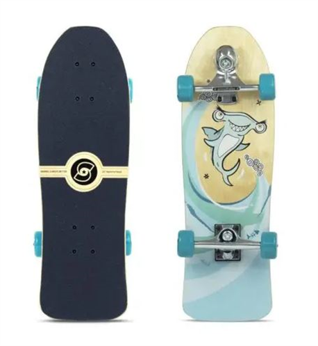 SmoothStar Mini Grom 26” Thruster D Surf Skateboard, Hammerhead