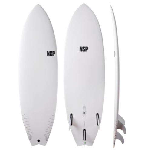 NSP Protech Fish Surfboard, White Tint