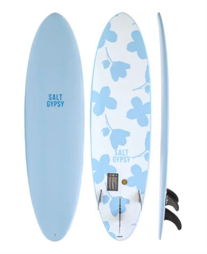 Salt Gypsy Surfboards Mid Tide Epoxy Soft Surfboard, Baby Blue
