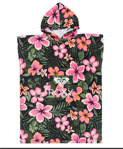Roxy KIDS RG STAY MAGICAL HOODED TOWEL, ANTHRACITE FEARLESS FLORAL