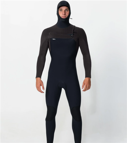 O'Neill HYPERFREAK HOODED CHEST ZIP FULL 5/4+MM L/S STEAMER, A00 BLK/ARABICA