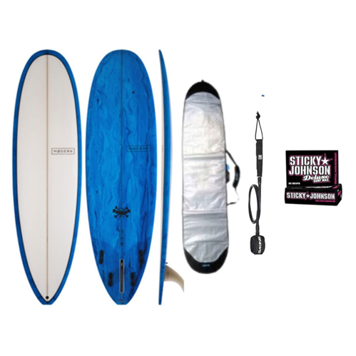 Modern Love Child Surfboard Blue Tint Combo, includes Bag, Leash & Wax