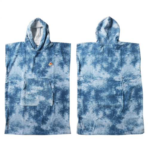 Vissla 100% COTTON HOODED PONCHO TOWEL ADULT, BLUE TIE DYE