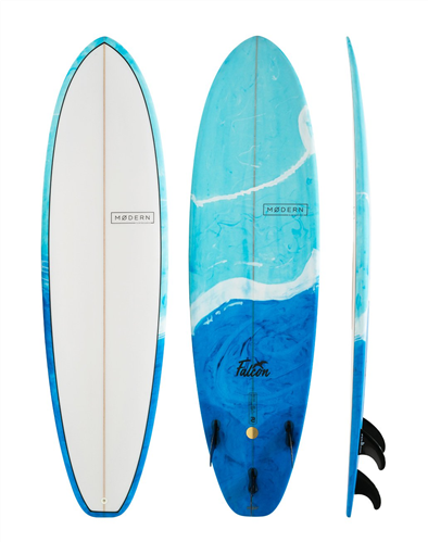 Modern Falcon PU Surfboard, Blue Swirl Tint