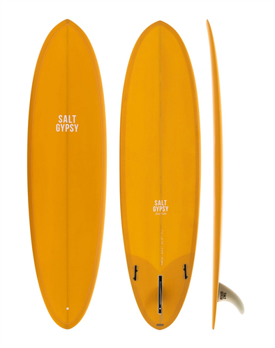 Salt Gypsy Surfboards Mid Tide Surfboard, Mustard Tint