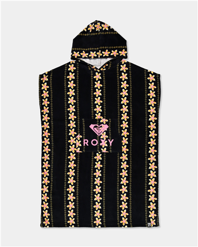 Roxy STAY MAGICAL PRINT HOOD TOWEL, BLK HIBISCUS, OS