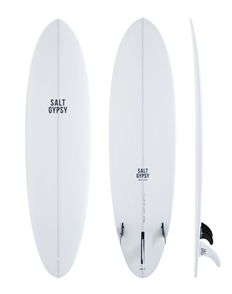 Salt Gypsy Surfboards Mid Tide PU Surfboard, Hard White