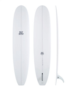 Salt Gypsy Surfboards Dusty PU Single fin Longboard, Hard White