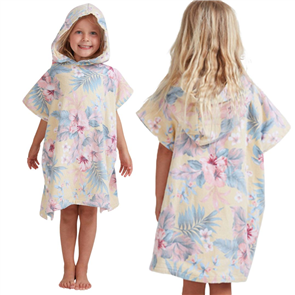 Billabong 100% COTTON ISLAND DREAM HOODED TOWEL KIDS 3-7 YRS, YELLOW