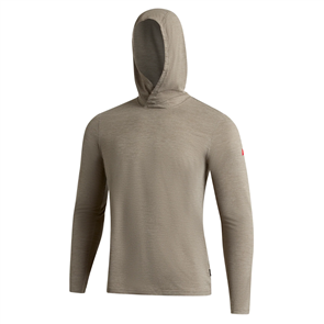 FLORENCE MARINE X Airtex Long Sleeve Hooded Shirt, Heather Vintage Khaki