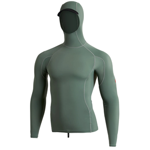 FLORENCE MARINE X Long Sleeve Utility Pocket Hooded Rashguard, Dark Sage