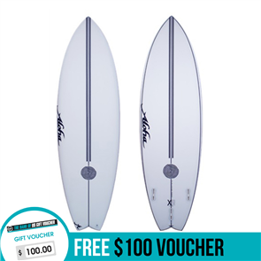 Aloha x Wood Twin-D Thruster (Fcsii) Fish Surfboard, Clear