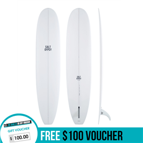 Salt Gypsy Surfboards Dusty PU Single fin Longboard New 22-23 Colour, Hard White