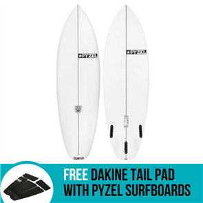 Pyzel White Tiger PU Surfboard with 3 or 5 Future Fin Plugs