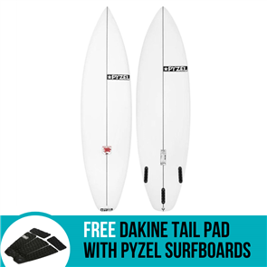 Pyzel Red Tiger PU Surfboard with 3  Future Fin Plugs