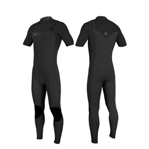 O'Neill Hyperfreak Fuze Chest Zip 2mm Short Sleeve Full, Black