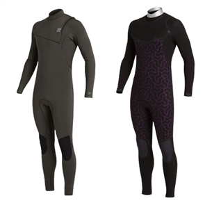 Billabong Wetsuits 4/3mm FURNACE Graphene Zip Free NATURAL STEAMER, BLACK MOSS