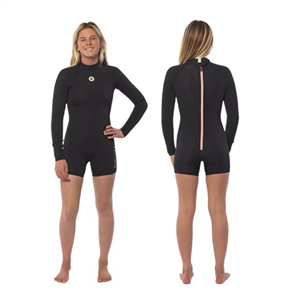 SisstrEvolution Summer Seas 2/2mm Youth Printed Long Sleeve Springsuit, Black