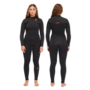 Billabong Wetsuits 3/2mm SYNERGY Chest Zip Glued STEAMER, WILD BLACK