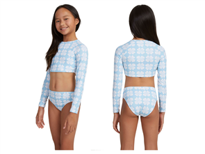 Roxy VACATION MEMORIES CROP TOP & BIKINI BOTTOM LYCRA SET, CLEAR SKY CLIK