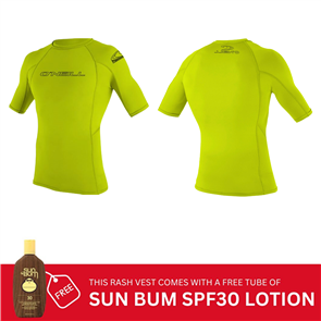 O'Neill Lime Basic Skins SS Rash Tee + FREE SPF 30 Sun Bum Lotion
