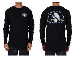 Salty Crew YACHT CLUB LS SUNSHIRT, BLACK