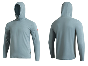 FLORENCE MARINE X Airtex Long Sleeve Hooded Rash Vest, Heather Light Sea Blue