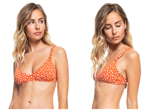Roxy TROPICAL OASIS KNOTTED TRI TOP, GINGER SPICE NEW DOTS S