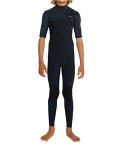 O'Neill BOYS HYPERFREAK CHEST ZIP 2MM S/S STEAMER, BLACK