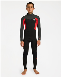 Billabong Wetsuits 3/2mm BOYS 8-16 ABSOLUTE CORE BZ STEAMER WETSUIT, T-RED
