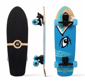 SmoothStar Barracuda 28” Thruster D Surf Skateboard, Blue