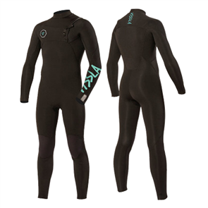 Vissla Wetsuits 7 SEAS BOYS 3/2mm FULL CHEST ZIP STEAMER, Black