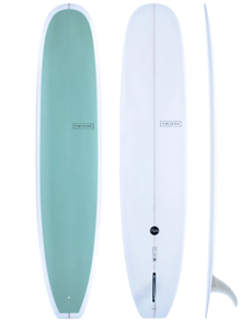 Modern Retro Single Fin Log Longboard, Sea Glass
