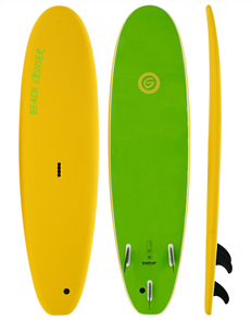 Gnaraloo Beach Cruiser Soft Surfboard, Yellow Lime