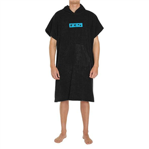 FCS 100% COTTON JUNIOR PONCHO HOODED TOWEL KIDS 8-14 YRS, BLACK