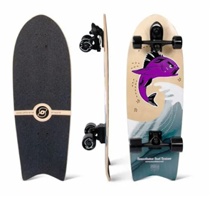 SmoothStar Flying Fish 30” Thruster D Surf Skateboard, Purple